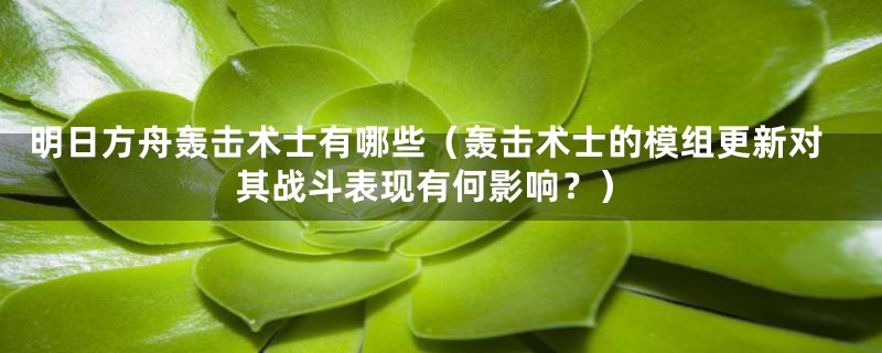 明日方舟轰击术士有哪些（轰击术士的模组更新对其战斗表现有何影响？）
