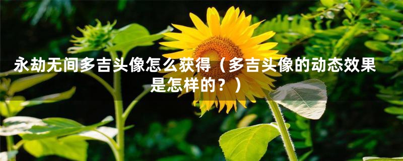 永劫无间多吉头像怎么获得（多吉头像的动态效果是怎样的？）