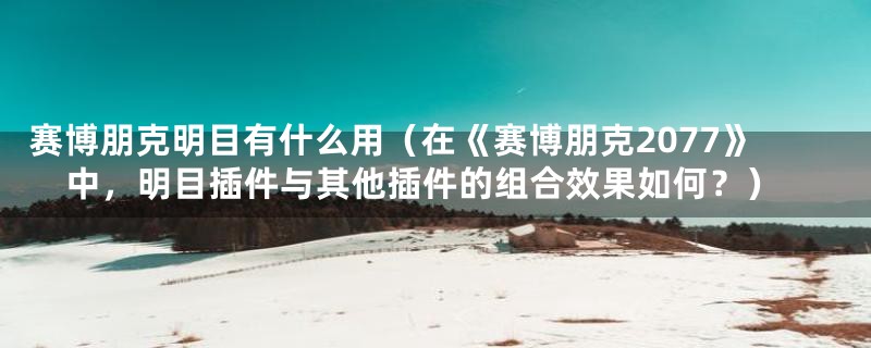 赛博朋克明目有什么用（在《赛博朋克2077》中，明目插件与其他插件的组合效果如何？）