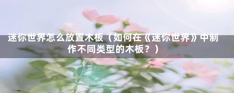 迷你世界怎么放置木板(如何在《迷你世界》中制作不同类型的木板?)