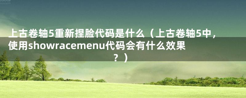 上古卷轴5重新捏脸代码是什么（上古卷轴5中，使用showracemenu代码会有什么效果？）