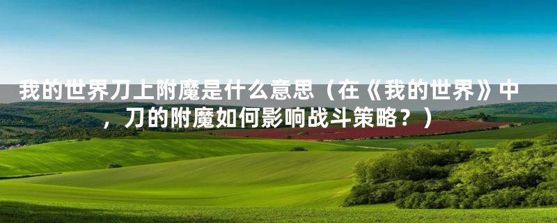我的世界刀上附魔是什么意思（在《我的世界》中，刀的附魔如何影响战斗策略？）