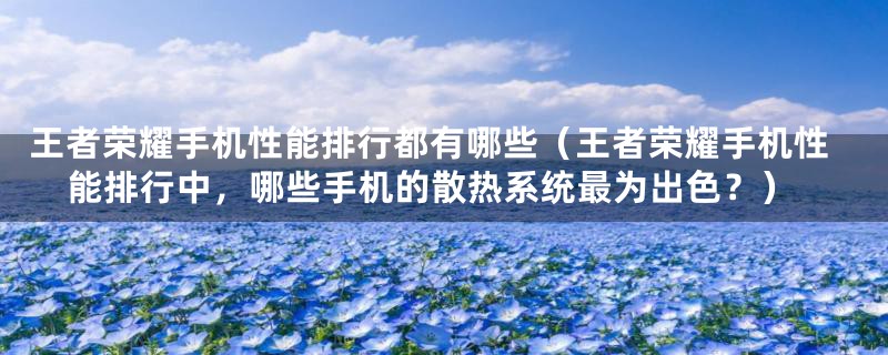 王者荣耀手机性能排行都有哪些(王者荣耀手机性能排行中,哪些手机的散热系统最为出色?)