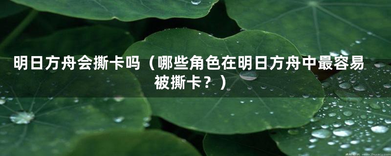 明日方舟会撕卡吗（哪些角色在明日方舟中最容易被撕卡？）