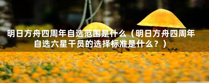 明日方舟四周年自选范围是什么(明日方舟四周年自选六星干员的选择标准是什么?)