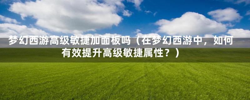 梦幻西游高级敏捷加面板吗(在梦幻西游中,如何有效提升高级敏捷属性?)