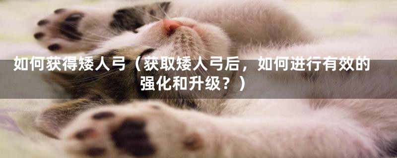 如何获得矮人弓(获取矮人弓后,如何进行有效的强化和升级?)