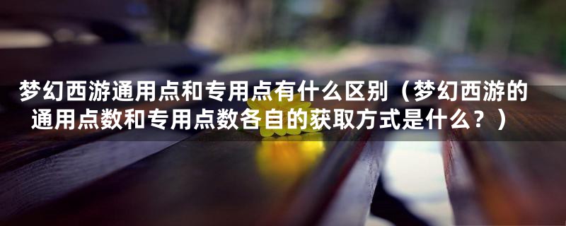 梦幻西游通用点和专用点有什么区别(梦幻西游的通用点数和专用点数各自的获取方式是什么?)