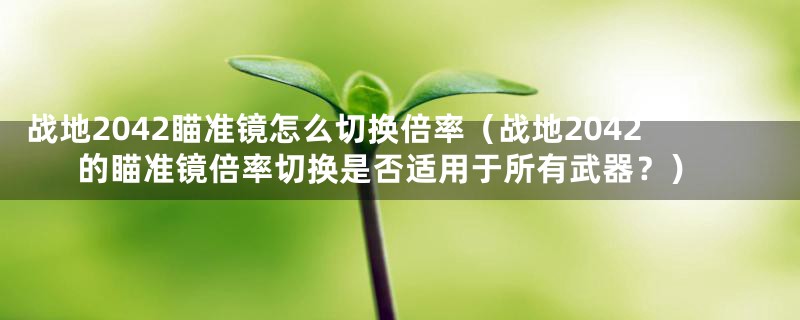 战地2042瞄准镜怎么切换倍率(战地2042的瞄准镜倍率切换是否适用于所有武器?)