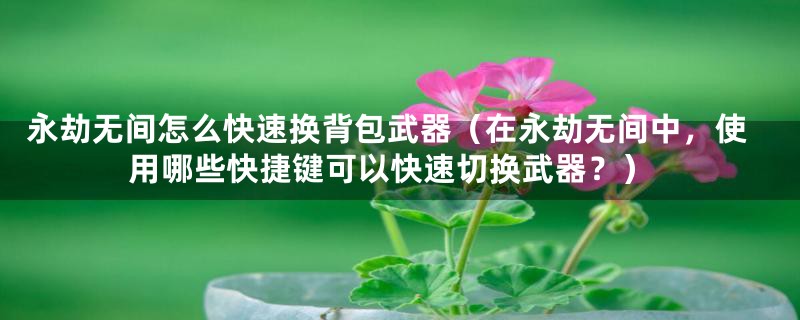 永劫无间怎么快速换背包武器(在永劫无间中,使用哪些快捷键可以快速切换武器?)