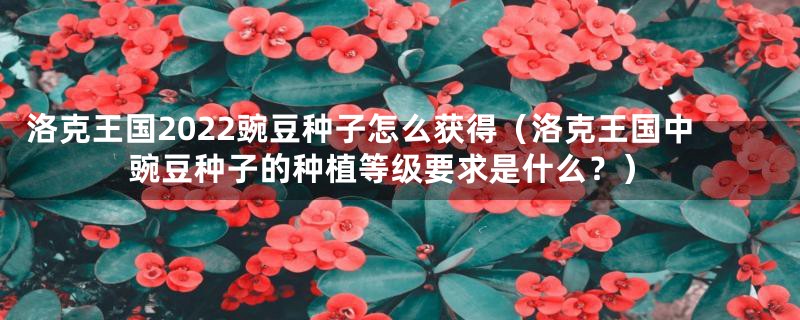 洛克王国2022豌豆种子怎么获得(洛克王国中豌豆种子的种植等级要求是什么?)