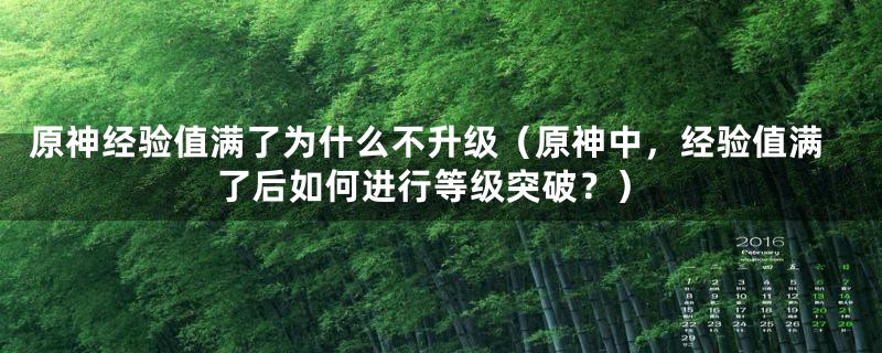 原神经验值满了为什么不升级(原神中,经验值满了后如何进行等级突破?)