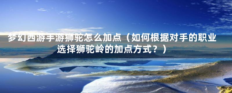 梦幻西游手游狮驼怎么加点(如何根据对手的职业选择狮驼岭的加点方式?)