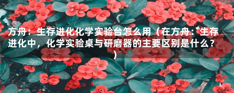 方舟:生存进化化学实验台怎么用(在方舟:生存进化中,化学实验桌与研磨器的主要区别是什么?)