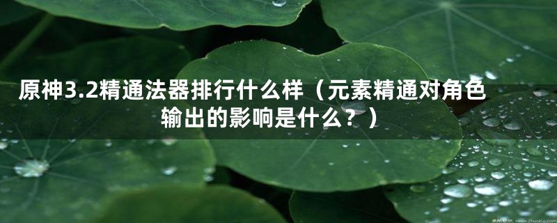 原神3.2精通法器排行什么样（元素精通对角色输出的影响是什么？）