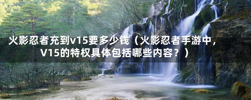 火影忍者充到v15要多少钱(火影忍者手游中,V15的特权具体包括哪些内容?)