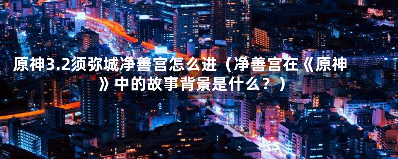 原神3.2须弥城净善宫怎么进(净善宫在《原神》中的故事背景是什么?)