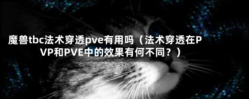 魔兽tbc法术穿透pve有用吗(法术穿透在PVP和PVE中的效果有何不同?)