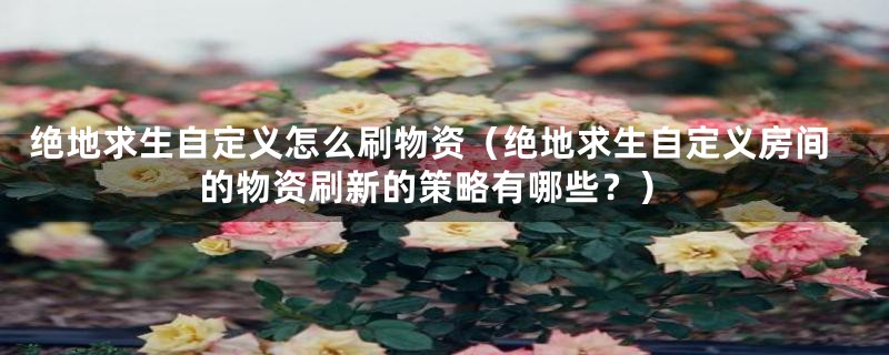 绝地求生自定义怎么刷物资(绝地求生自定义房间的物资刷新的策略有哪些?)