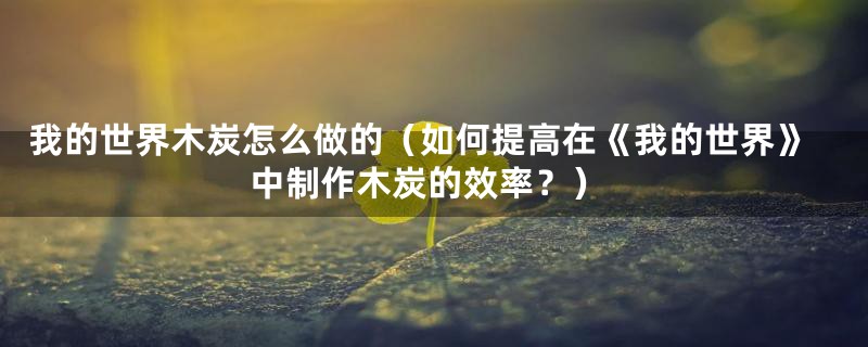 我的世界木炭怎么做的(如何提高在《我的世界》中制作木炭的效率?)