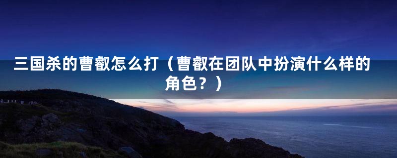 三国杀的曹叡怎么打(曹叡在团队中扮演什么样的角色?)