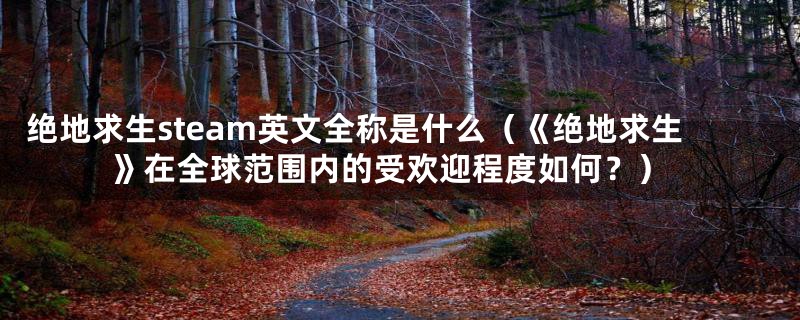 绝地求生steam英文全称是什么(《绝地求生》在全球范围内的受欢迎程度如何?)
