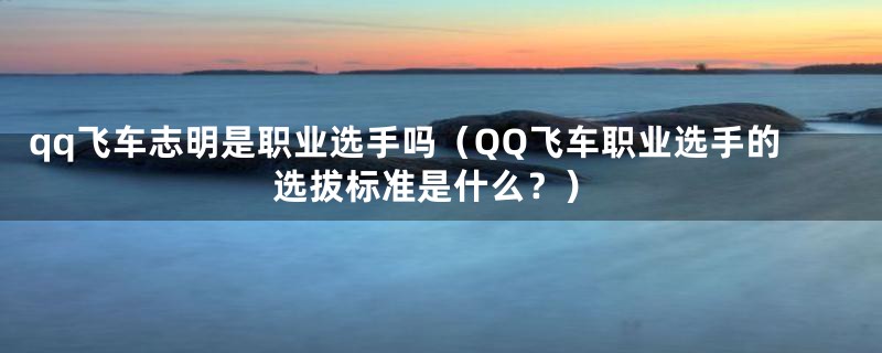 qq飞车志明是职业选手吗(QQ飞车职业选手的选拔标准是什么?)