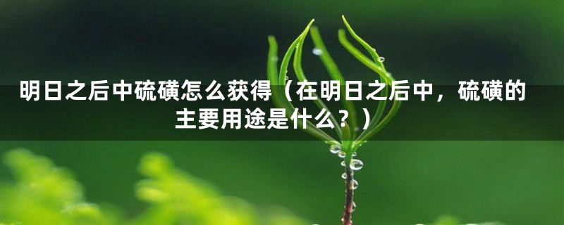 明日之后中硫磺怎么获得(在明日之后中,硫磺的主要用途是什么?)