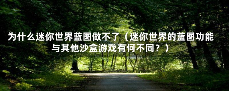 为什么迷你世界蓝图做不了(迷你世界的蓝图功能与其他沙盒游戏有何不同?)