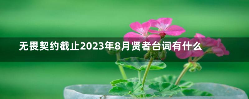 无畏契约截止2023年8月贤者台词有什么
