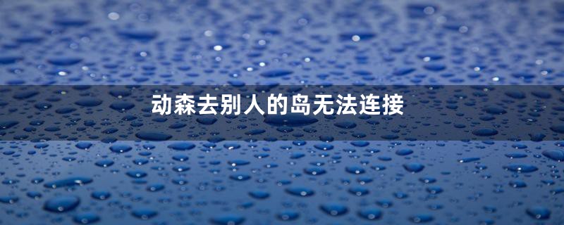 动森去别人的岛无法连接