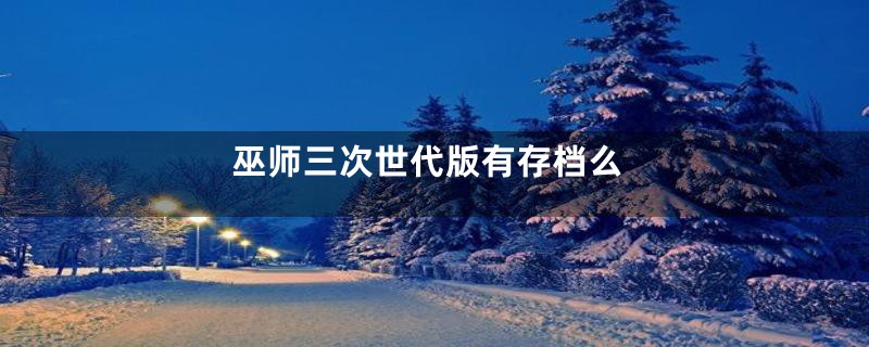 巫师三次世代版有存档么