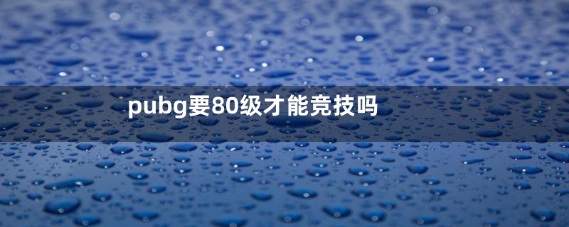 pubg要80级才能竞技吗