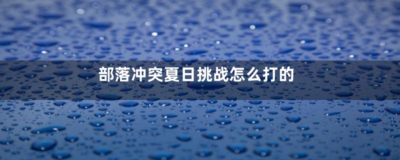部落冲突夏日挑战怎么打的