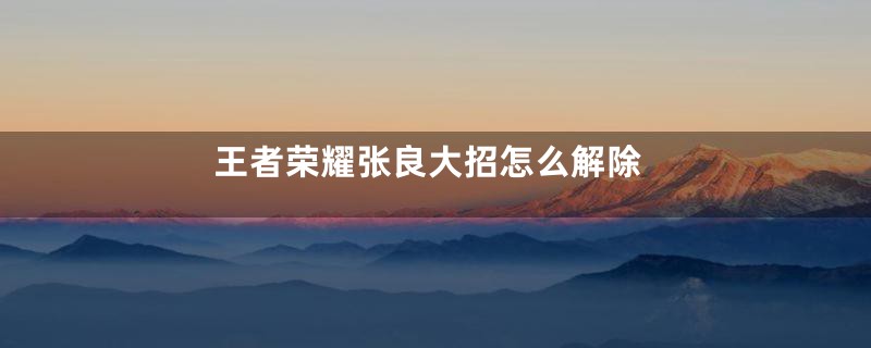 王者荣耀张良大招怎么解除