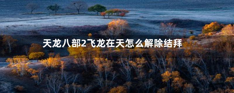 天龙八部2飞龙在天怎么解除结拜