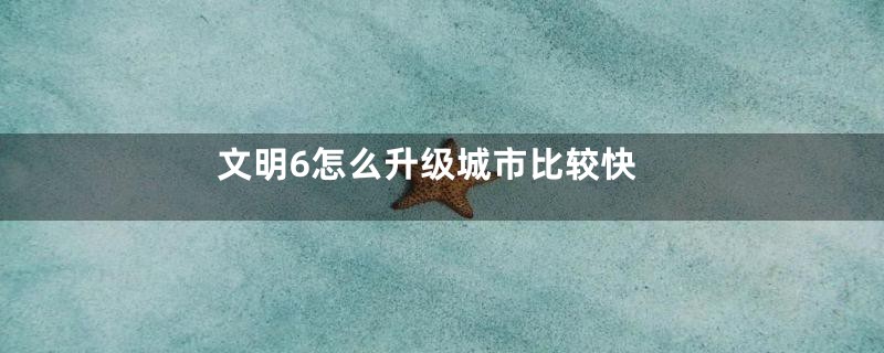 文明6怎么升级城市比较快